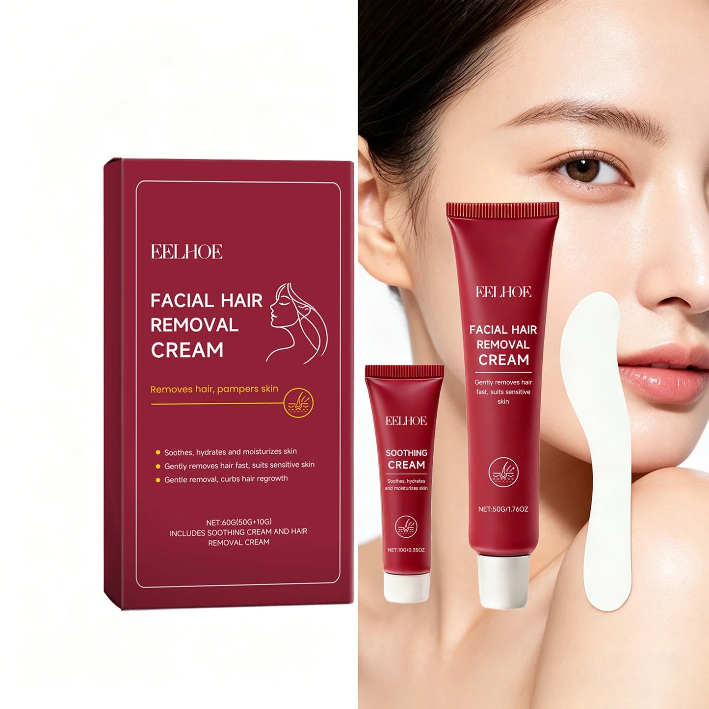 Eelhoe Facial Hair Removal Cream – Painless Gentle Depilatory