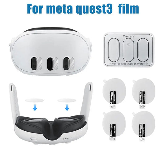 Tempered Glass Kit For Meta Quest 3 VR Lens Protector HD Clear Anti-scratch Protective Film For Meta Quest3 Accessories Peaceful Pleasures Health and Wellness