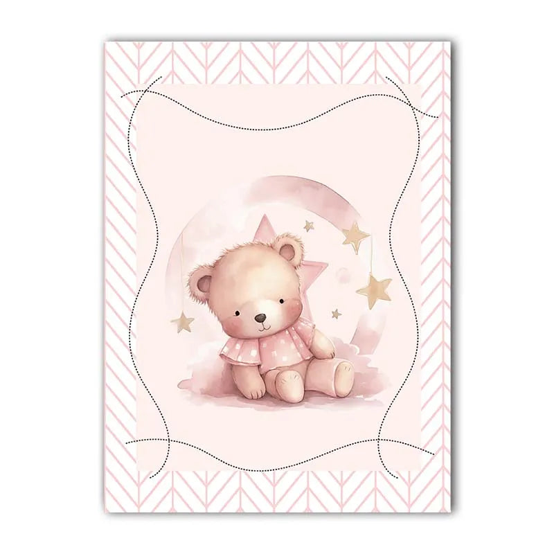 Nordic Teddy Bear Nursery Canvas Wall Art | Kids Room Decor Nursery Canvas Print Peaceful Pleasures Health and Wellness 03 40x60cm No Frame China Mainland