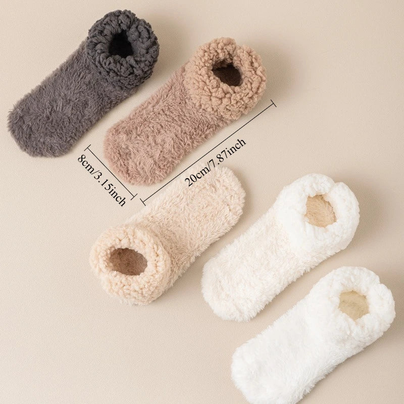 New Winter Coral Velvet Bag and Women Socks Plush Warm Indoor Floor Socks Lamb Velvet Plus Thick Home Sock Fashionable Versatile Peaceful Pleasures Health and Wellness