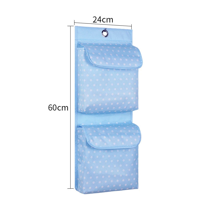Oxford Cloth Wall Hanging Storage Bag – 2 Pockets & Lids