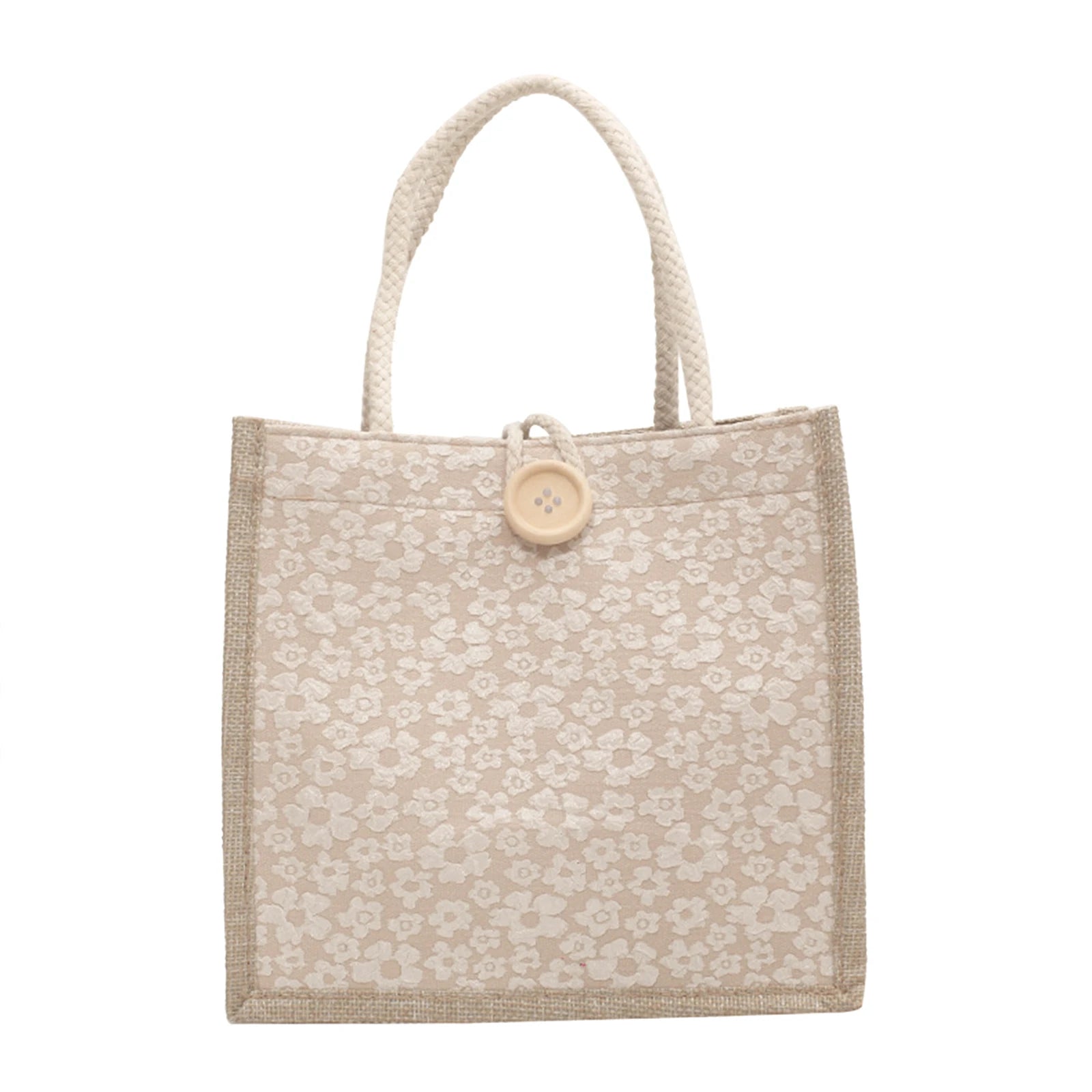 Fashion Burlap Tote Bags Large Capacity Jute Tote Shopping Bags for Women Bridesmaid Wedding Gift Peaceful Pleasures Health and Wellness Khaki
