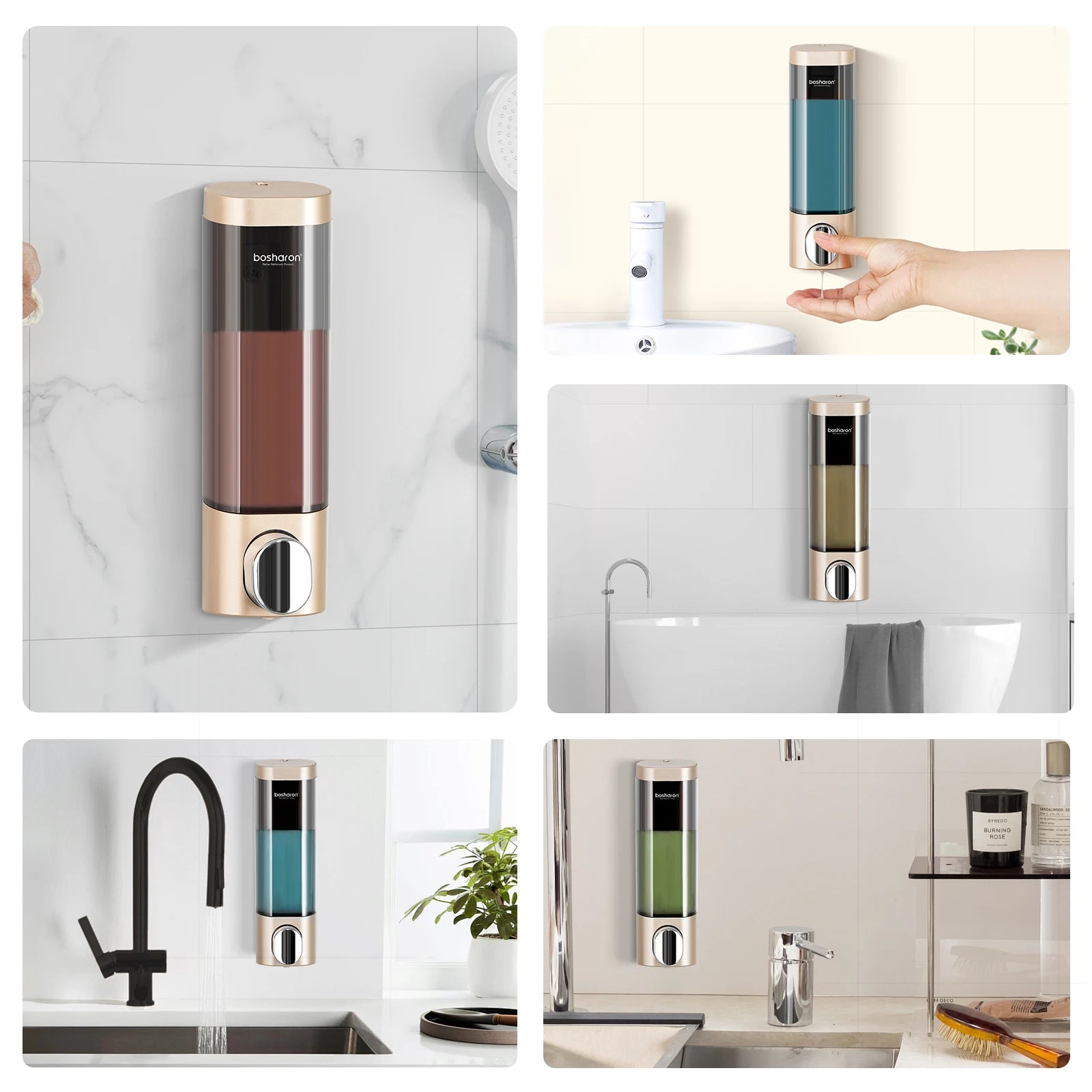 Wall Mounted Shampoo and Conditioner Dispenser, Shower Dispenser, 1 Chamber No Drill Peaceful Pleasures Health and Wellness