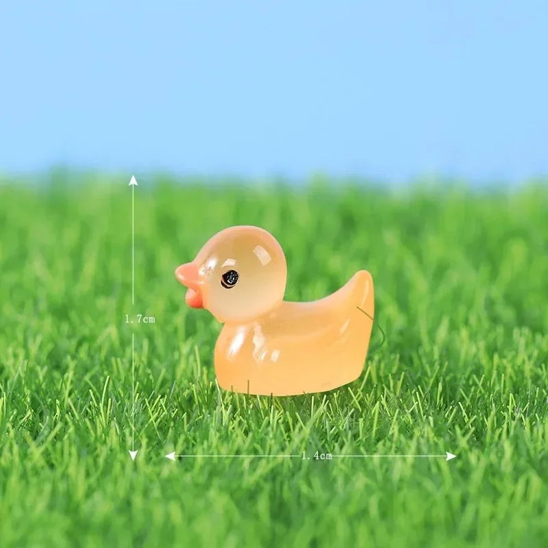 Glow-in-the-Dark Mini Duck Ornaments | Resin Decor 10pcs