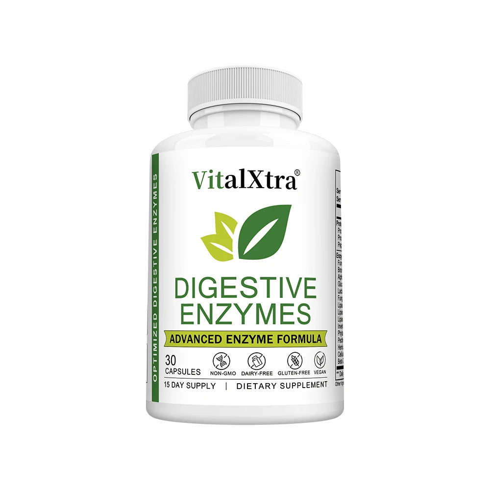 Digestive Enzymes Capsules - Most Essential Digestive Enzymes (Amylase, Lipase, Bromelain, Lactase, Cellulase, Invertase) Peaceful Pleasures Health and Wellness 30 count-1bottle