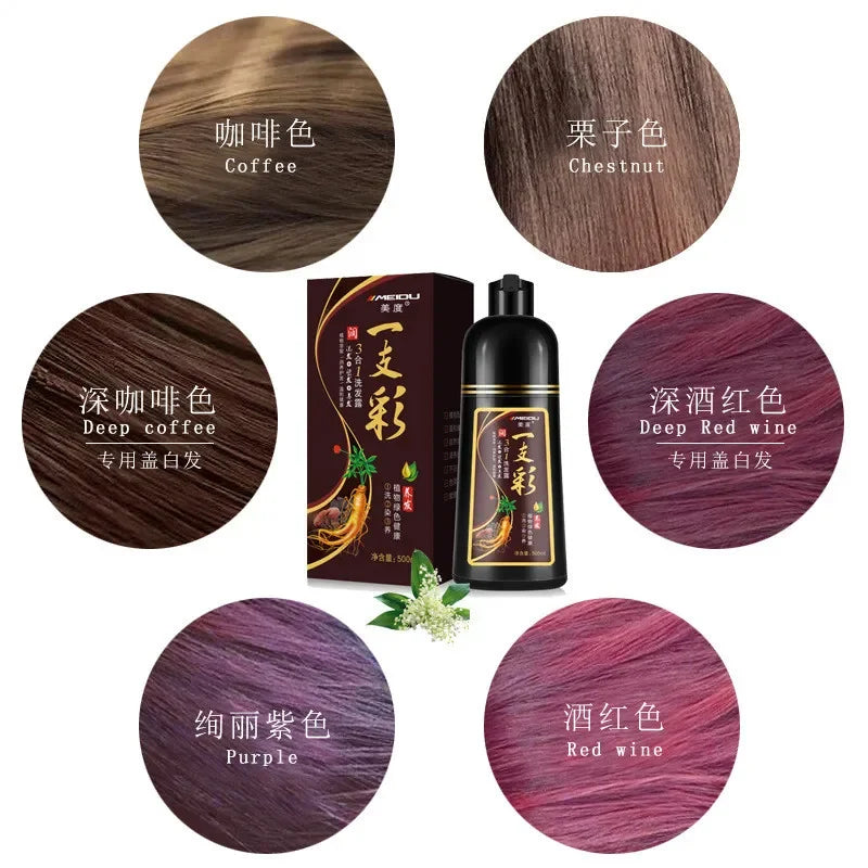 Ginger Herbal Hair Color Shampoo — Multi-Shade, Ammonia-Free, Gray Coverage | 500ml Peaceful Pleasures Health and Wellness