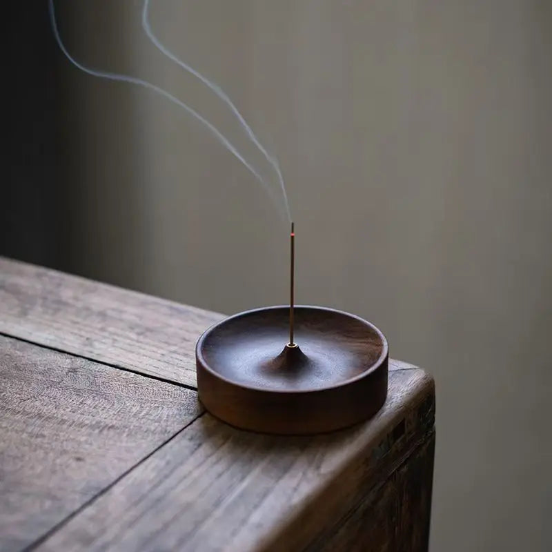 Solid Wood Incense Burner | Ebony Acacia Tea Ceremony Holder Incense Burner Peaceful Pleasures Health and Wellness Brown
