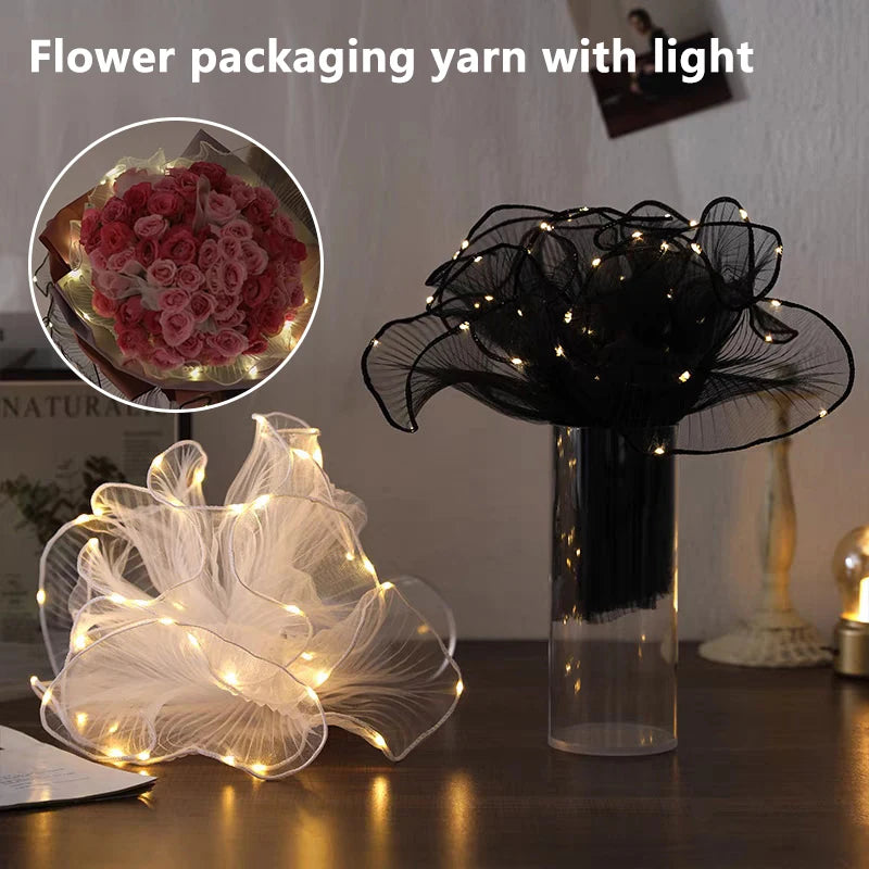 LED Lace Mesh Bouquet Wrapping Yarn | Wedding & Birthday Décor