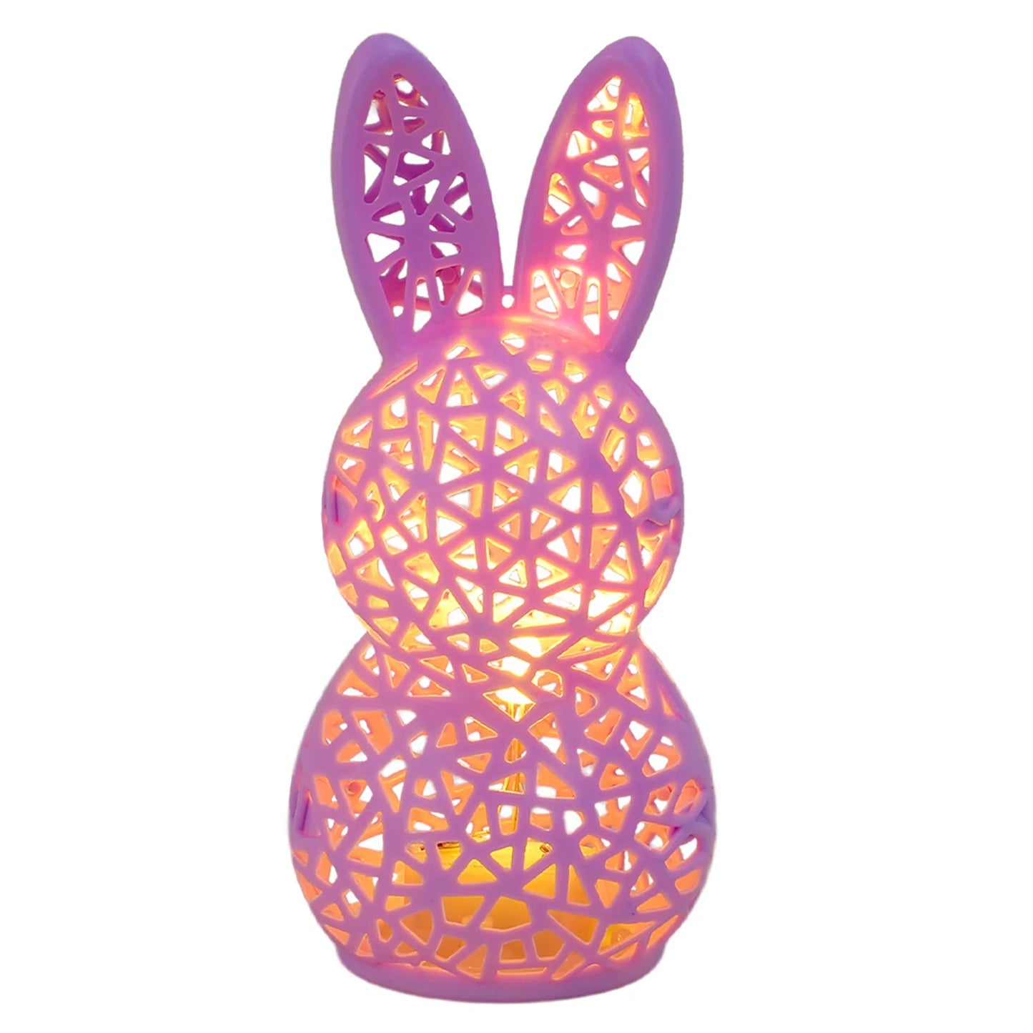 Easter Portable Animal Nightlight 3D Printed LED Lighted Hollow Out Bunny Figurine Party Favors Easter Basket Stuffers for Kids Peaceful Pleasures Health and Wellness Purple
