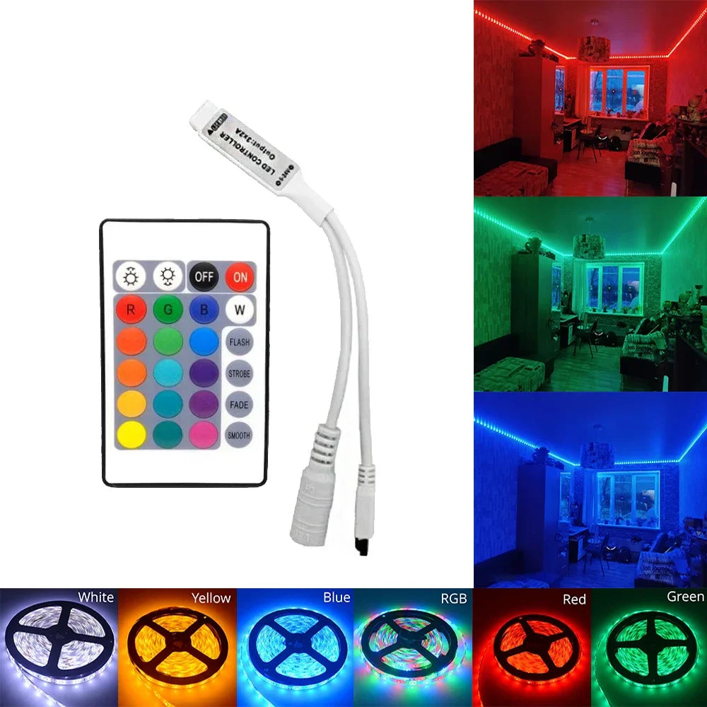 24-Key IR Remote RGB LED Strip Controller – DC 12V
