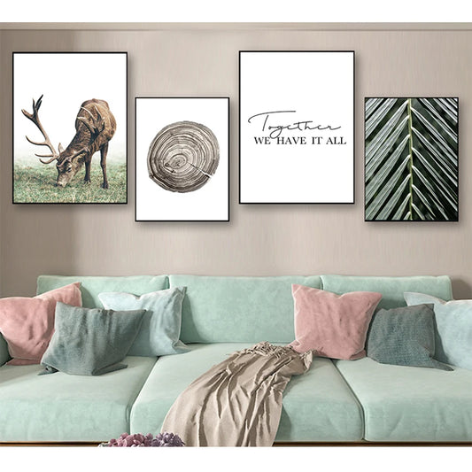 Nordic Deer Canvas Wall Art | Scandinavian Living Room Decor Canvas Wall Art Print Peaceful Pleasures Health and Wellness