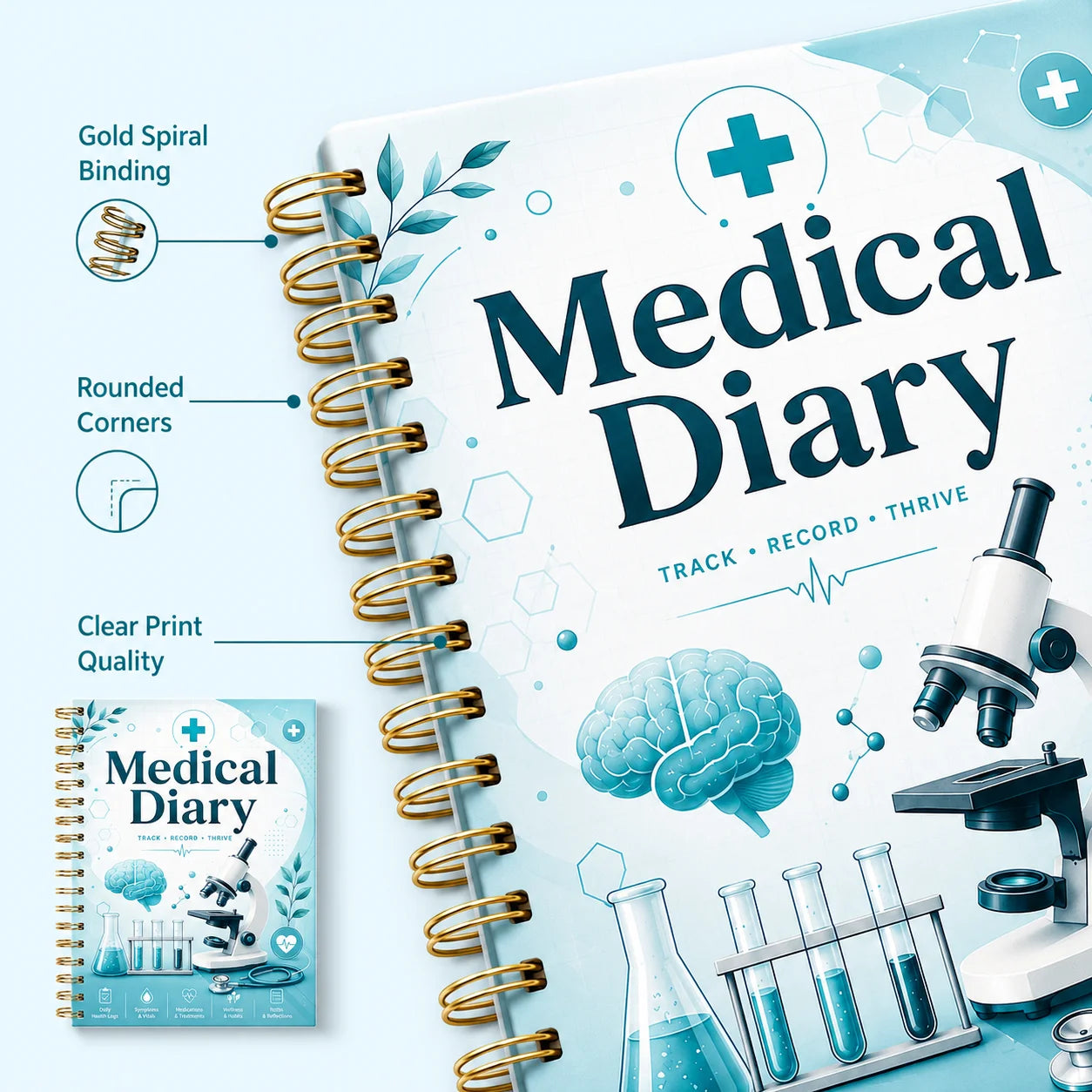Medical Diary A5 Spiral Health Journal Daily Logs Wellness Tracker