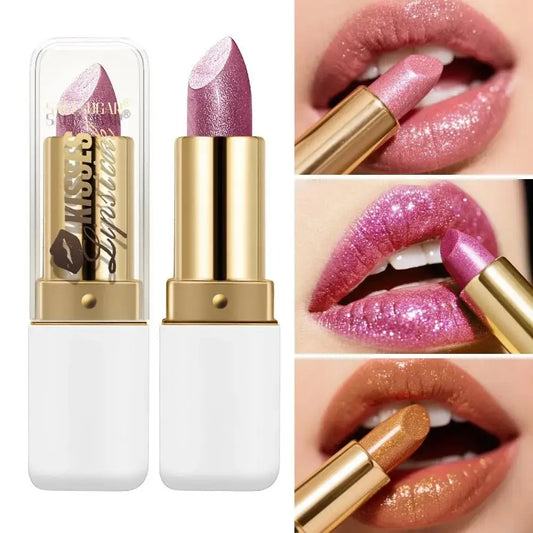 SAM SUGAR Metallic Pearlescent Lipstick – Matte Velvet Waterproof Metallic Lipstick Oasis Select