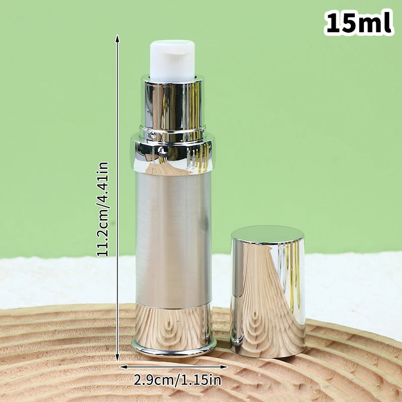 Refillable Airless Vacuum Pump Bottle 10ml 15ml 20ml | Gold Silver