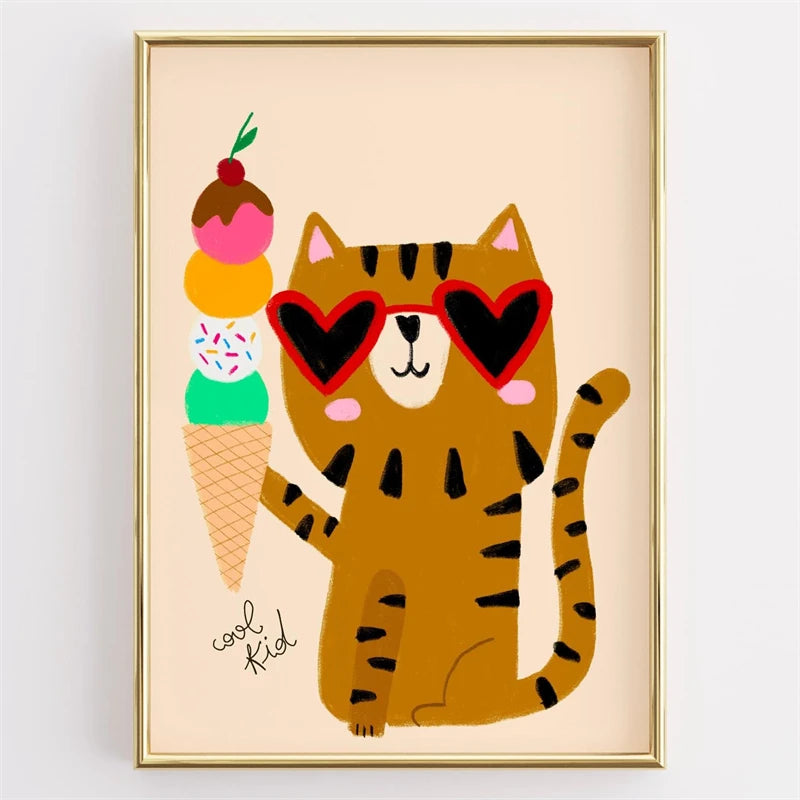 Minimalist Art Posters Colorful Trendy Animal Print Canvas Painting Eclectic Wall Art Picture for Living Room Home Decoration Peaceful Pleasures Health and Wellness T0097-25 55x75cm
