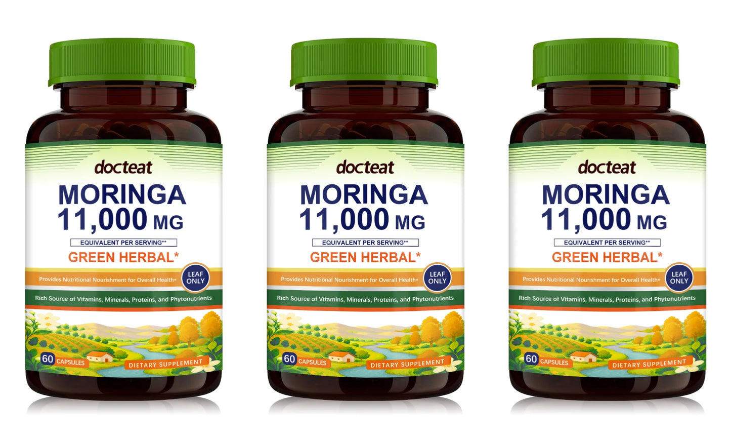 Moringa 11000mg Leaf Capsules | Green Herbal Daily Support 60ct