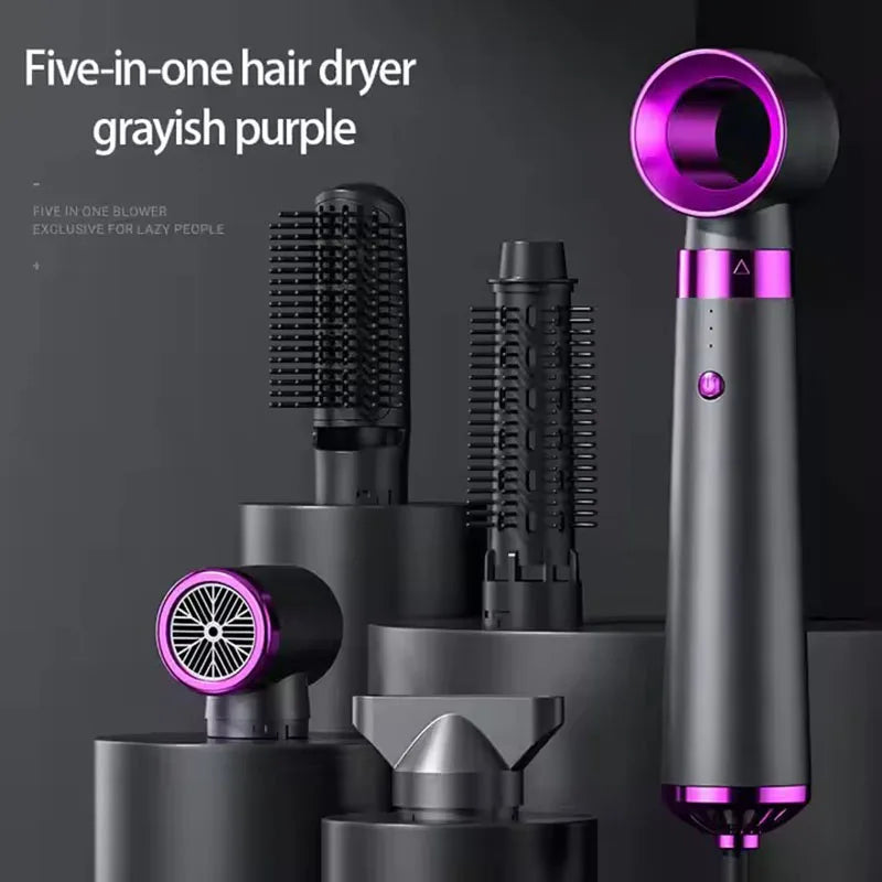HOMEFISH 5-in-1 Electric Hair Dryer with Automatic Straight & Curling Iron Hot Air Comb & Diffuser for Outdoor Use AC Motor Peaceful Pleasures Health and Wellness