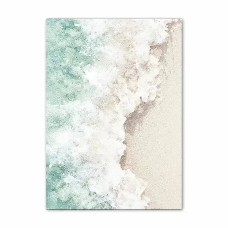 Scandinavian Simple Wall Art Summer Ocean Seashells Starfish Waves HD Canvas Poster Prints Home Bedroom Living Room Decoration Peaceful Pleasures Health and Wellness C 40x50cm Unframed