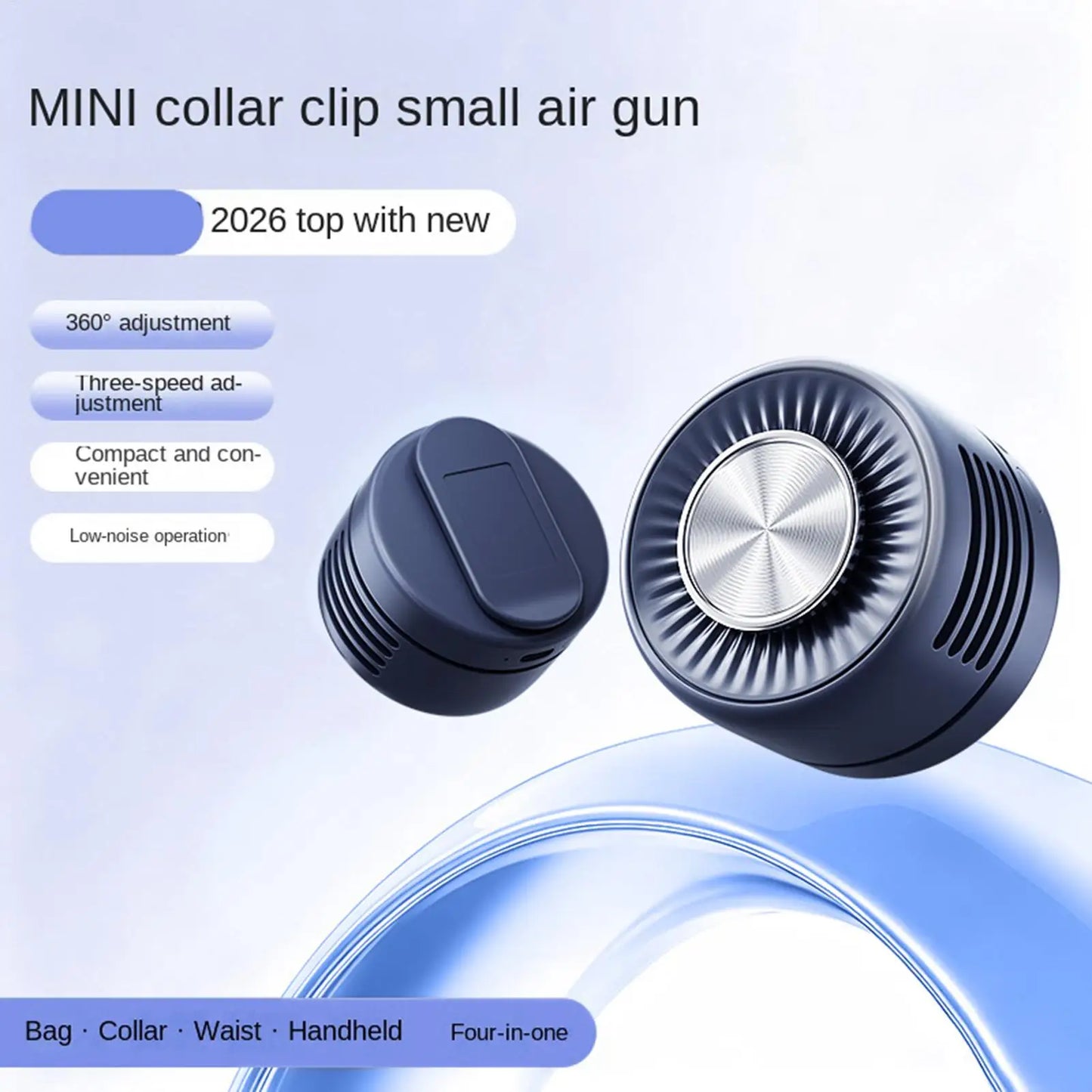 3-Speed Rechargeable Clip On Fan 360 Degree Adjustable Portable Waist Fan For Camping Hiking Travel Beach Office Desk Peaceful Pleasures Health and Wellness