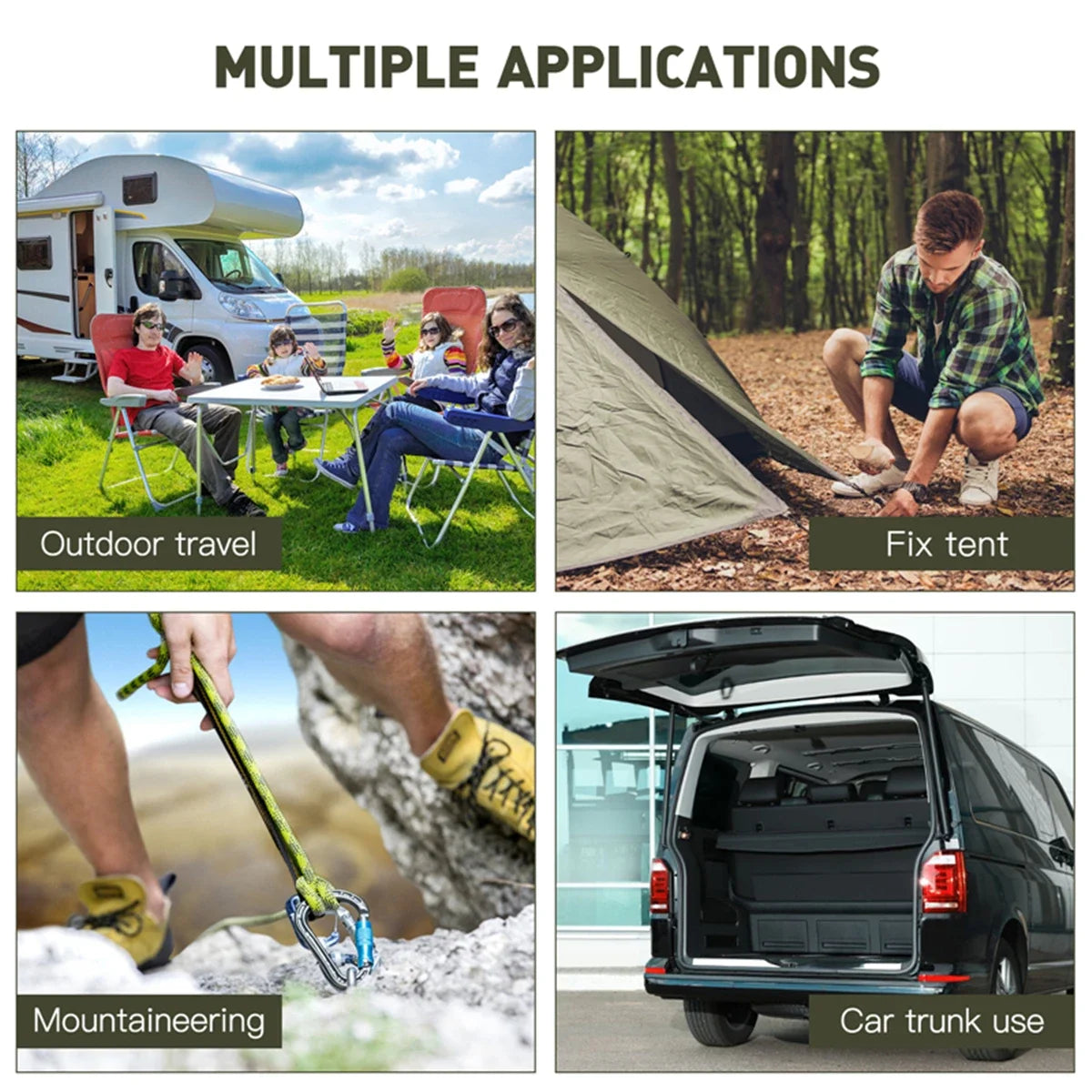 Heavy Duty Bungee Cords with Carabiner Hooks | Camping & Kayak