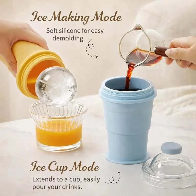 2-in-1 Silicone Ice Ball Maker & Collapsible Cup | Summer Must-Have