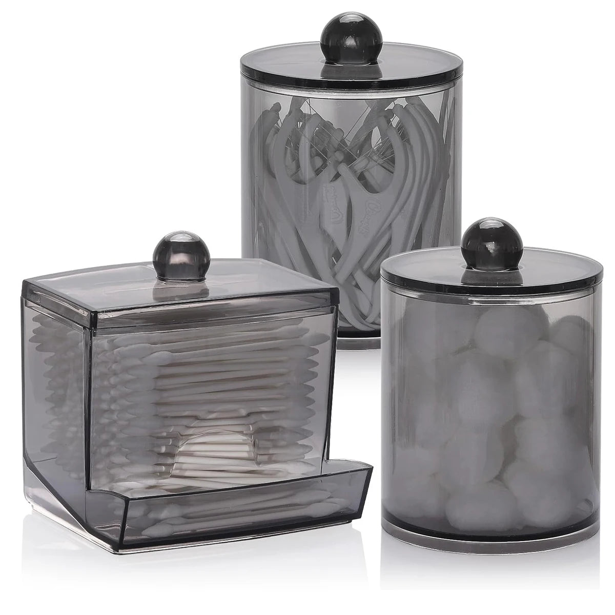 2/3-Pack Q-Tip & Cotton Ball Apothecary Jar Dispenser Set – Bathroom Organizer Containers