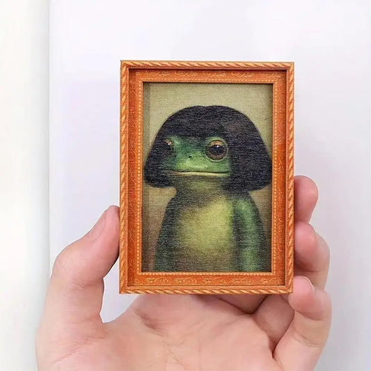Funny Frog Wooden Fridge Magnet | Cute Retro Photo Frame Decor Fridge Magnet Peaceful Pleasures Health and Wellness