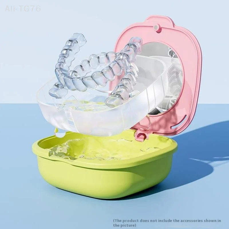 Retainer Case with Drain Basket & Mirror | Portable Dental Box