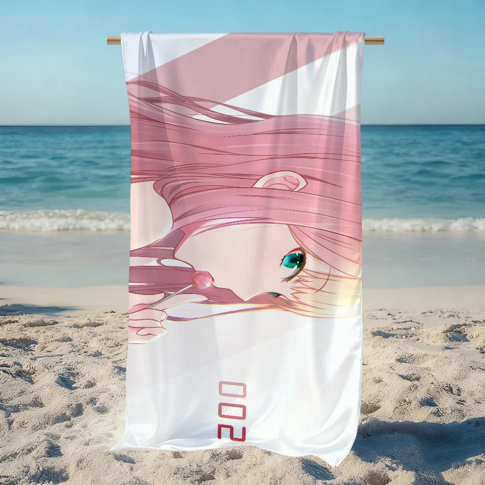 Zero Two Anime Quick-Dry Beach Towel | Soft & Lightweight Anime Beach Towel Peaceful Pleasures Health and Wellness