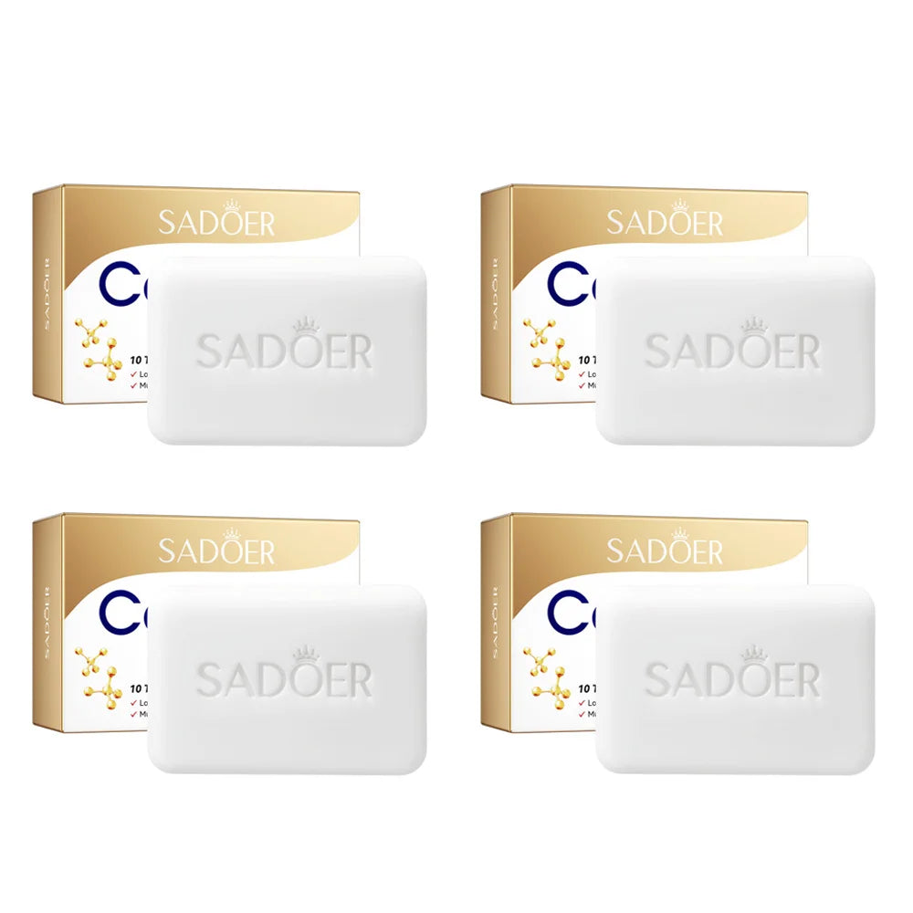 SADOER Collagen Ossein Facial Soap Face Wash Foam Facial Cleanser Moisturizing Oil Control Body Bathing Handmade Soap Peaceful Pleasures Health and Wellness 4pcs