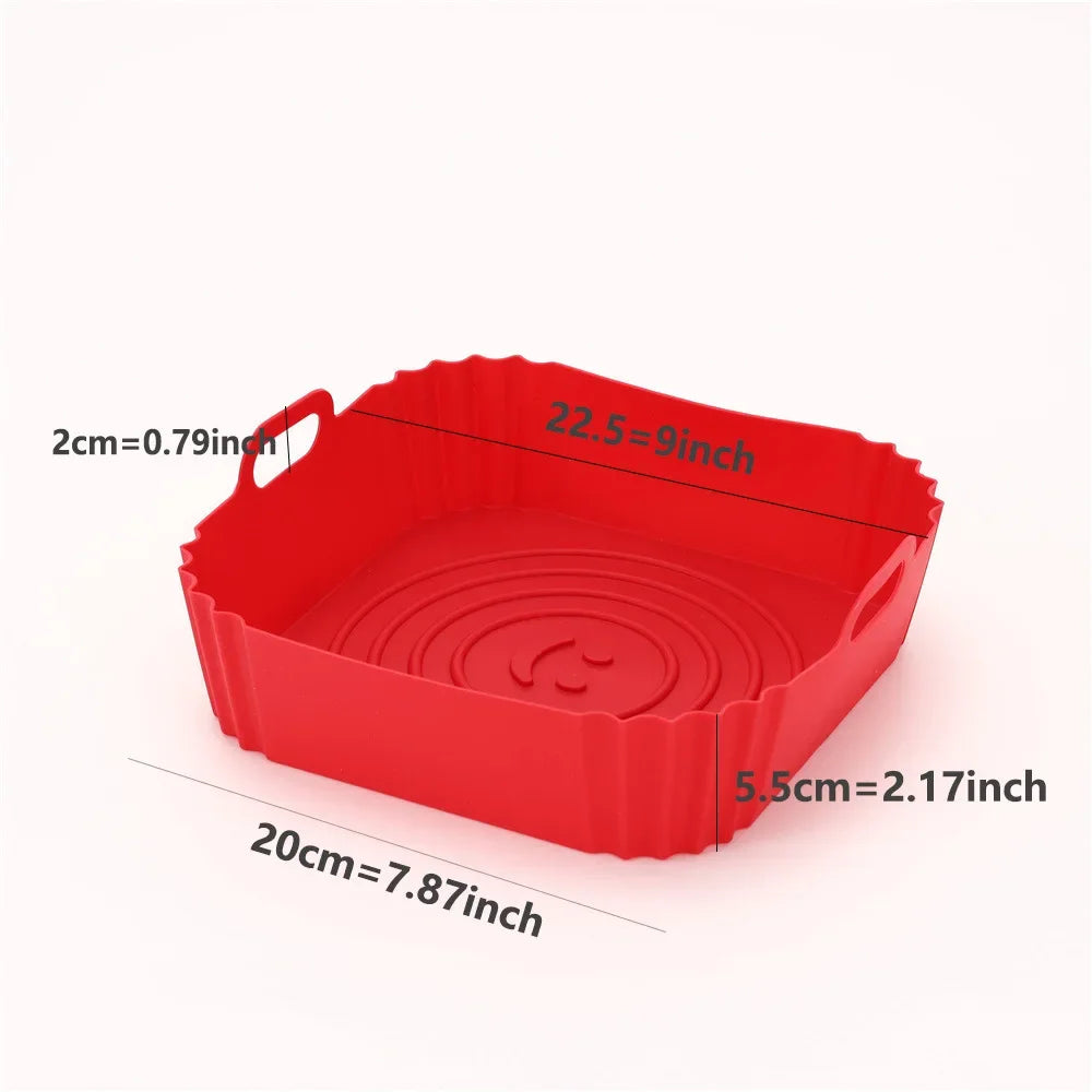 Square Silicone Air Fryer Baking Set – Non-Stick Tray & Pan