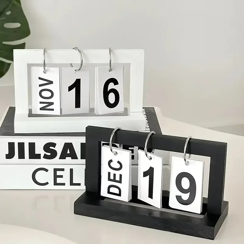 Ins Minimalist Style Living Room Office Decoration Wooden Calendar Ornament Modern Desk Accessories Simple Home Decor Crafts Gif Peaceful Pleasures Health and Wellness