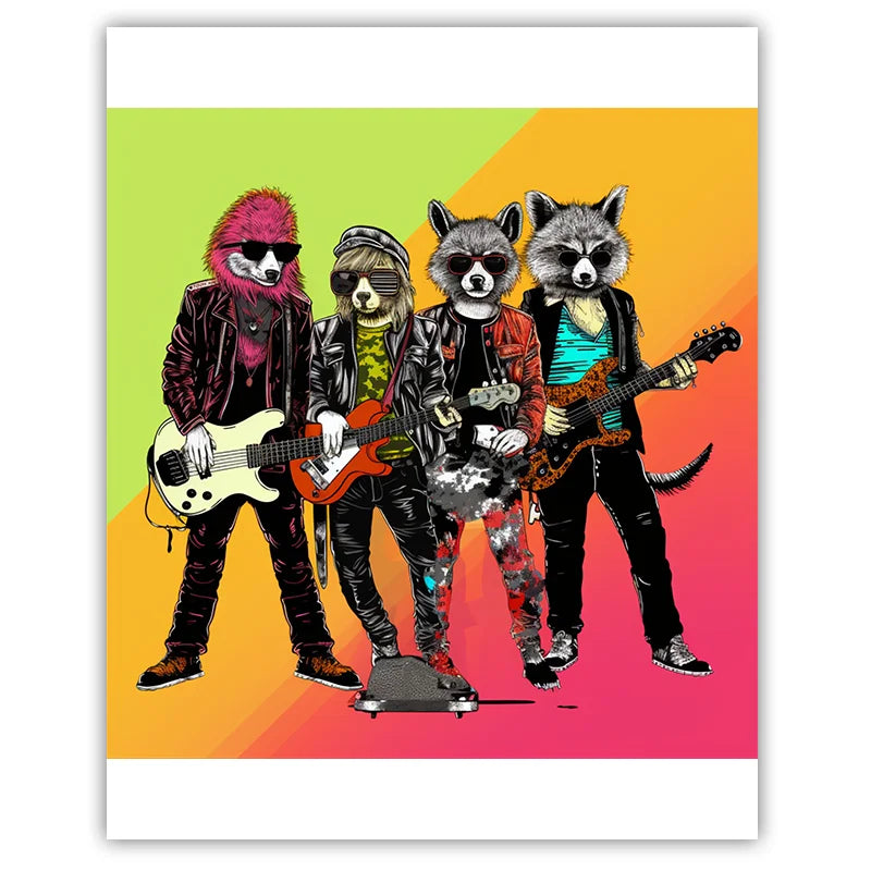 Cartoon Animal Band Canvas Wall Art | Western Style Decor Canvas Wall Art Peaceful Pleasures Health and Wellness 06 15x20cm No Frame China Mainland