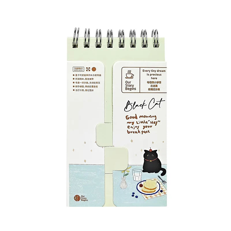 A7 Mini Pocket Notebook Cat Time Cover Word Book Portable Fresh Cute