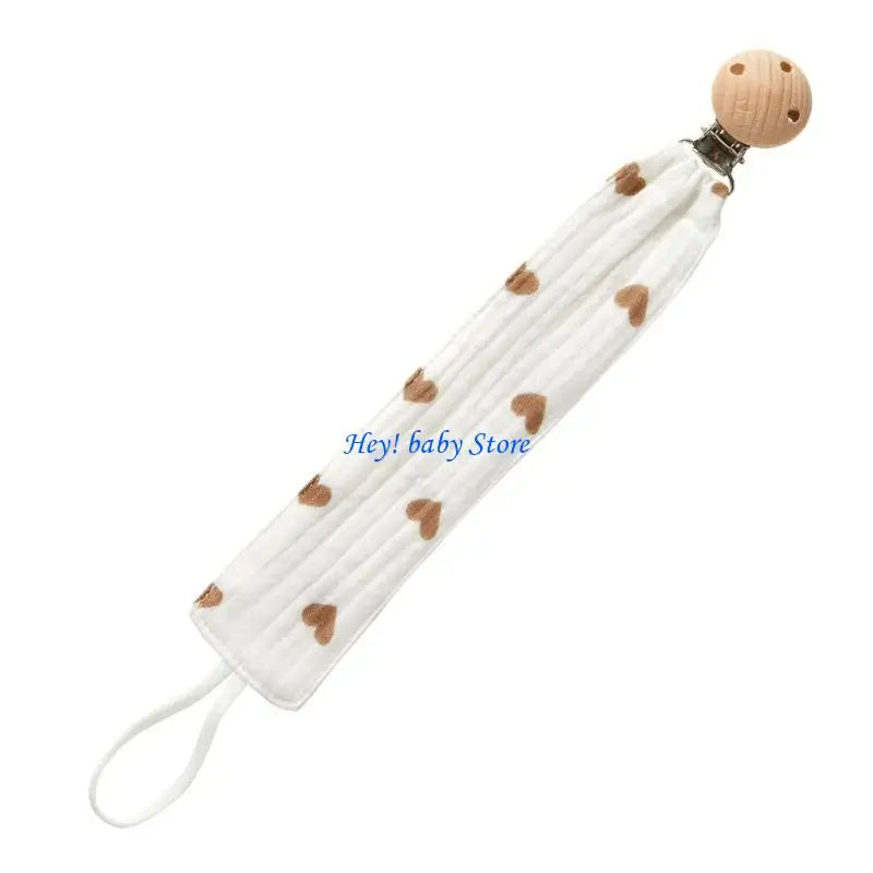 Baby Pacifier Clip Chain | Cotton & Wood Holder for Newborns