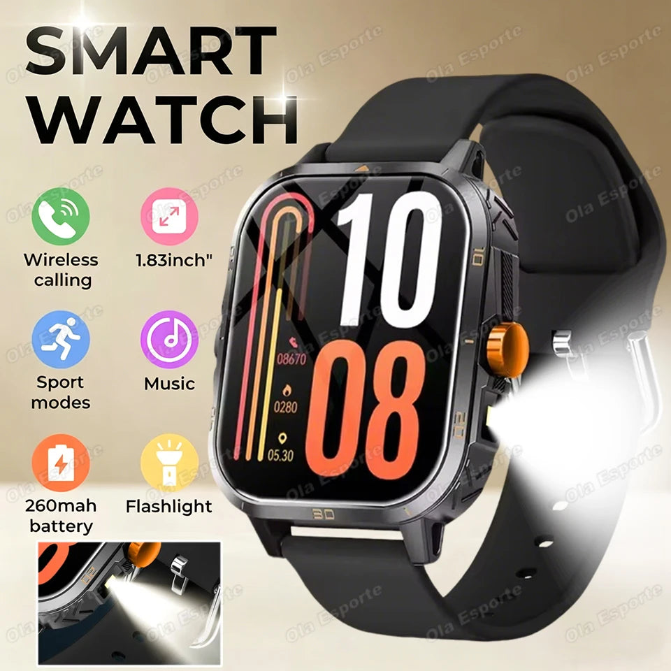 Ola Esporte HW12 Military Smartwatch | Flashlight & Bluetooth Call