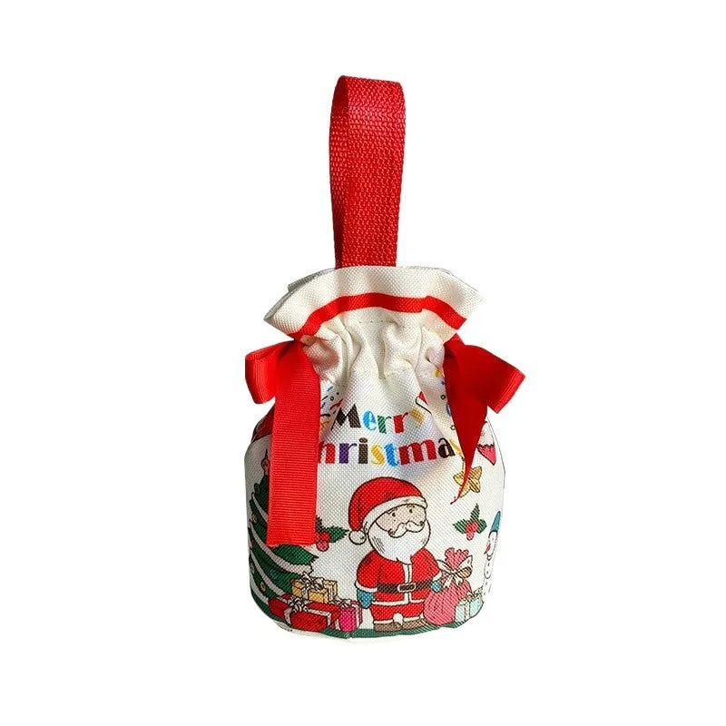 Christmas Small Canvas Bag Bouquet Pocket Tight Mouth Gift Packaging Bag Snowman Old Man Christmas Eve 2025 Companion Gift Peaceful Pleasures Health and Wellness