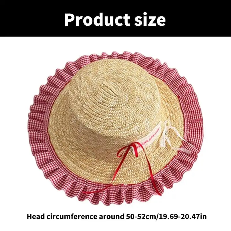 Kids Wide Brim Straw Sun Hat | Bowknot, Adjustable, UV Protection