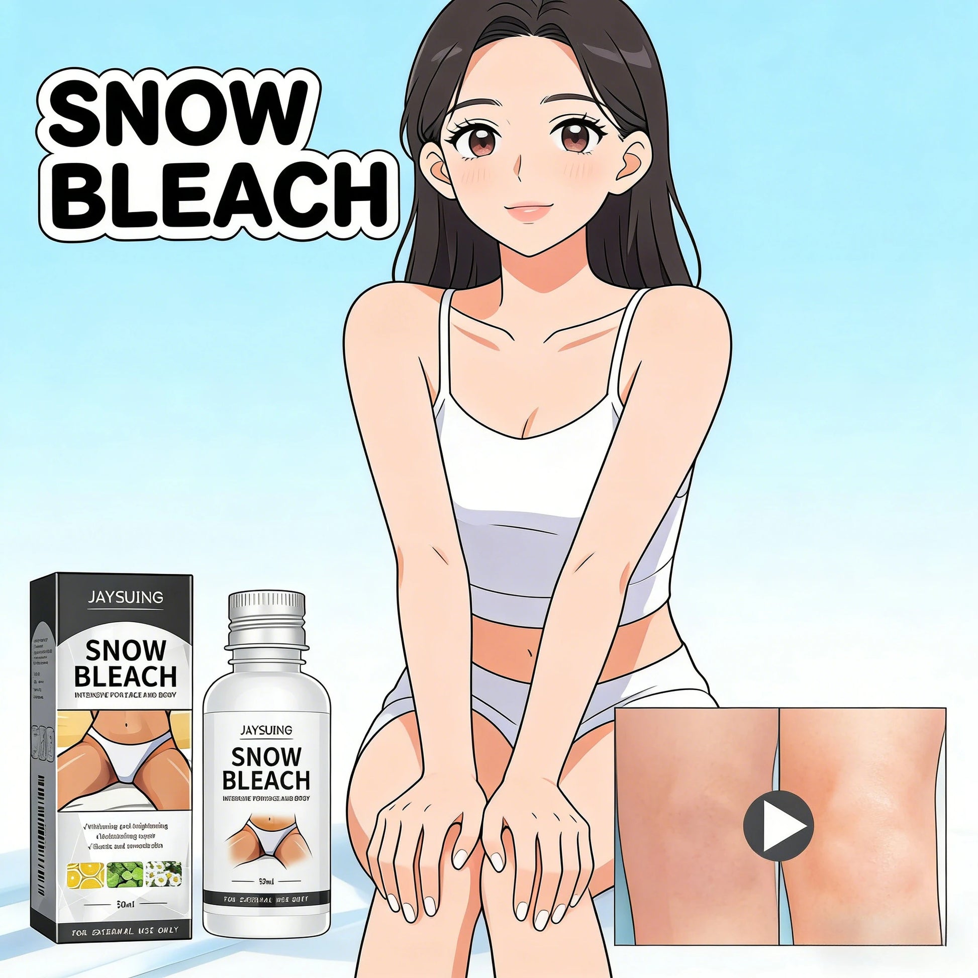 Korea Body Snow Bleach Cream Removal Dark Spot Melanin Brighten Nicotinamide Underarm Bleaching Armpit Elbow Knees Joint Skin Peaceful Pleasures Health and Wellness