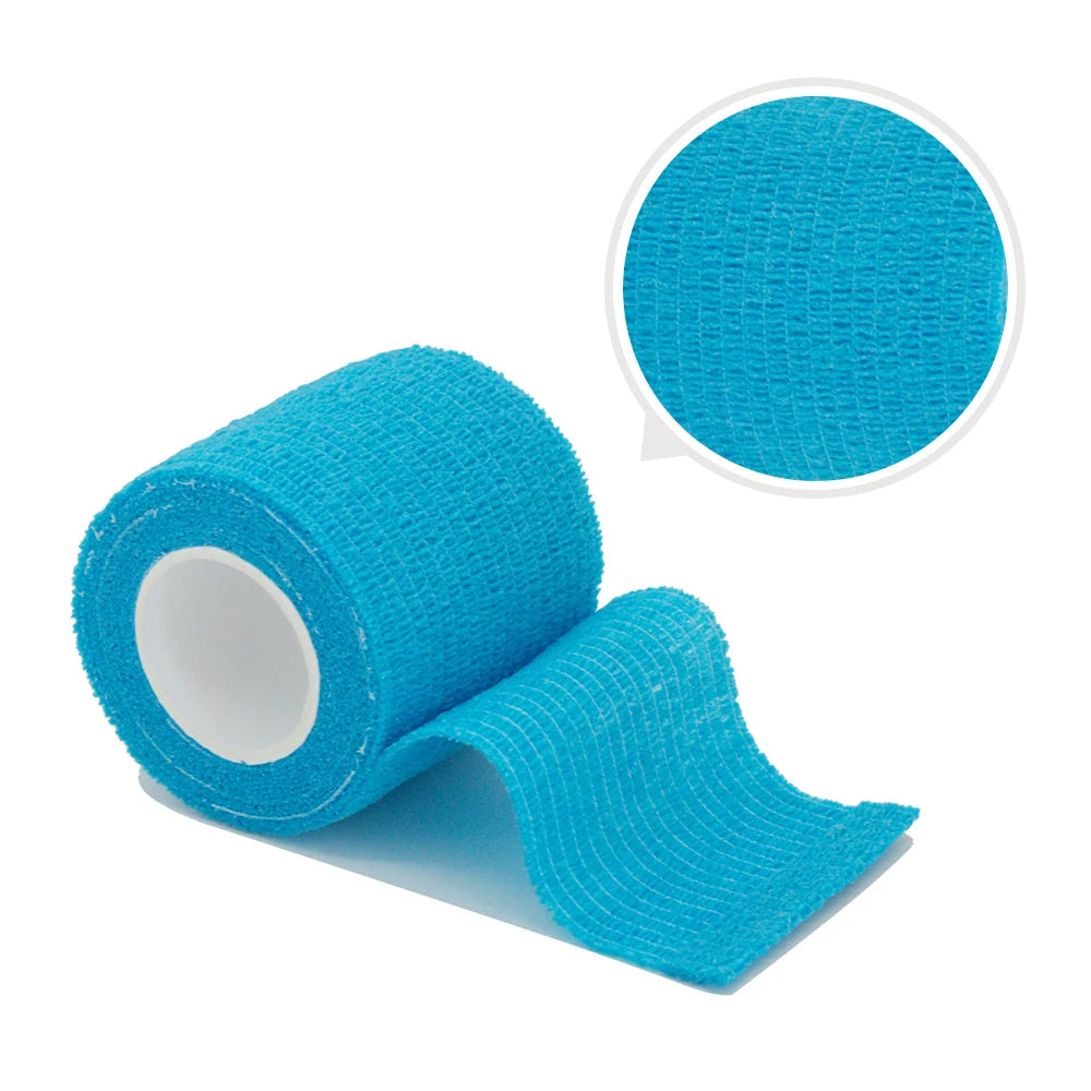 2.5/5/10cm*4.8m Gauze Bandage Self-adhesive Breathable Elastic Bandages for Sports Fixing Finger Wrist Leg Sports Protector Peaceful Pleasures Health and Wellness sky blue 2.5cmX4.8m