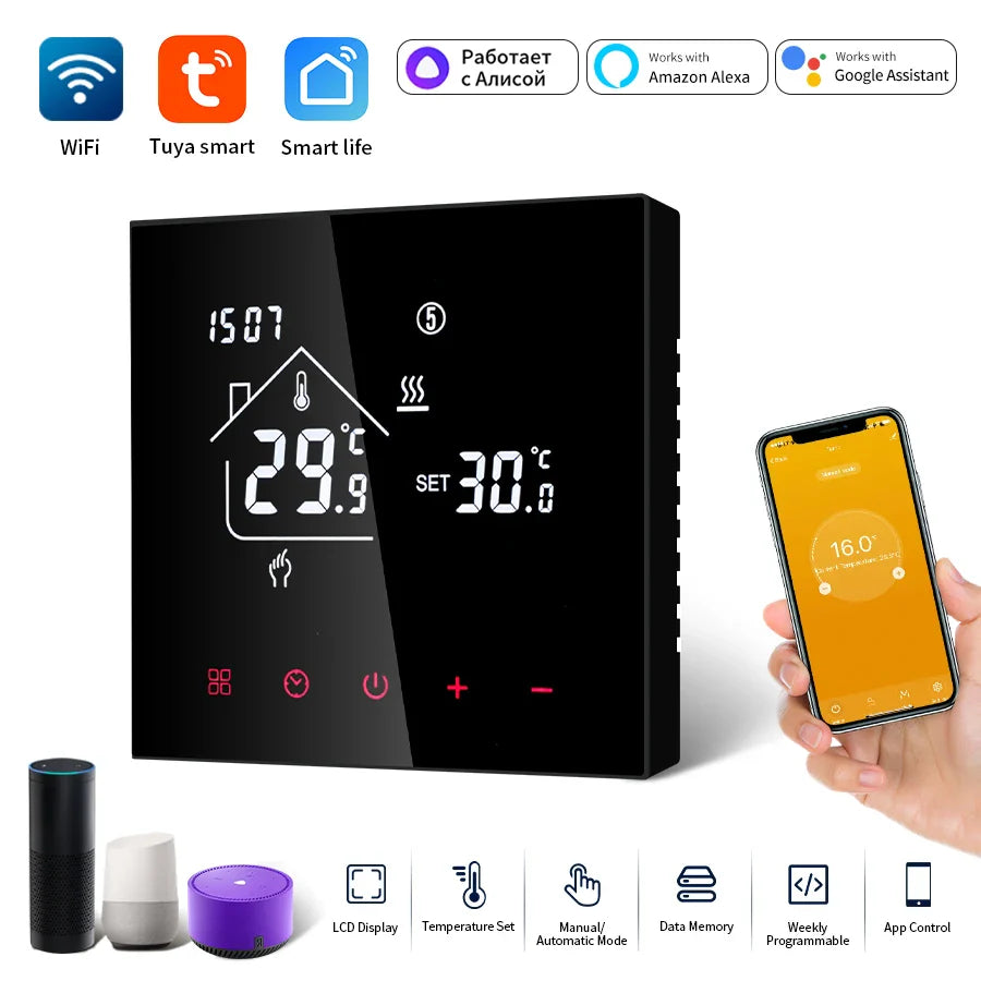 Smart WiFi Thermostat Tuya – Floor Heating & Boiler Control