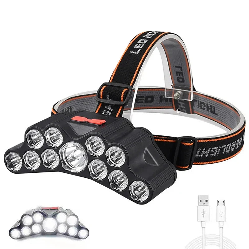 Rechargeable LED Headlamp 5/11 LEDs IPX4 Waterproof | USB Charge