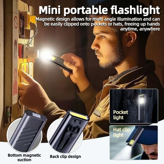 1/2Pcs Mini LED Flashlight Ultra Thin Portable Rechargeable Magnetic Waterproof Strobe for Outdoor Camping Travel Auto Repair Peaceful Pleasures Health and Wellness