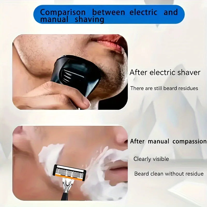 6-Blade Manual Razor for Men | Portable Travel Shaver