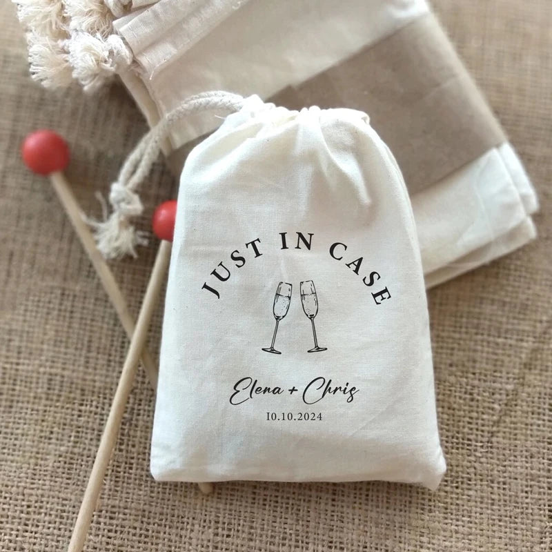 5-Pack Personalized Hangover Kit Drawstring Bags | Wedding Favors