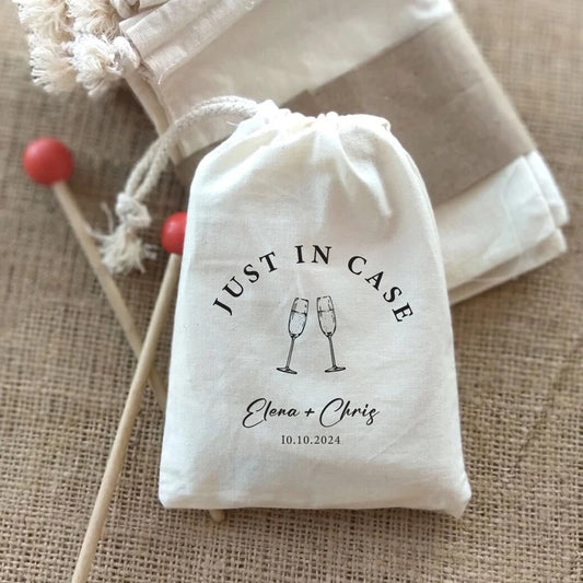 5-Pack Personalized Hangover Kit Drawstring Bags | Wedding Favors Party Favor Bags Peaceful Pleasures Health and Wellness