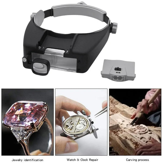LED Magnifier Glasses Head Mount 1.5X 6X 8X Lightweight Multi-Power for Elderly Reading Electronics Repair Coin Hobby Peaceful Pleasures Health and Wellness