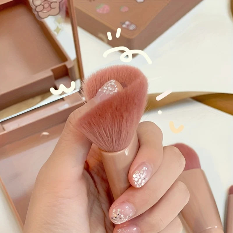 5-Piece Foldable Travel Makeup Brush Set with Mirror