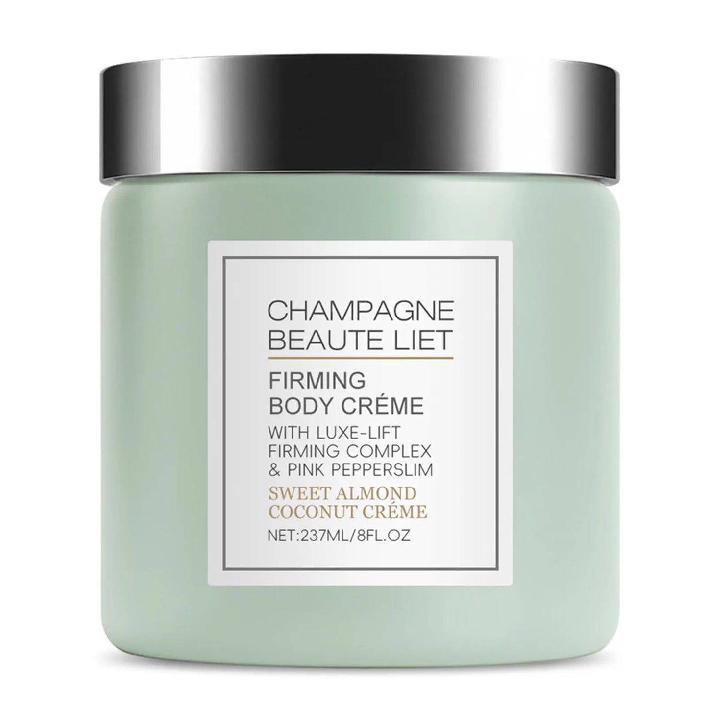 Champagne Firming Body-Cream With Pepperslim Anti Wrinkle Skin Tightening Cream Daily Hydrating Body Lotion For Men And Women Peaceful Pleasures Health and Wellness Almond Coconut