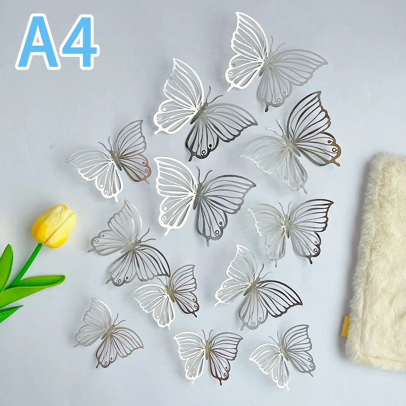 3D Butterfly Wall Stickers 12-Pack | Hollow Carving Home Decor